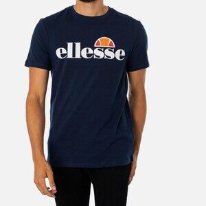 Ellesse Men's Logo Tennis Short Sleeve Blue Tee Shirt Size Small